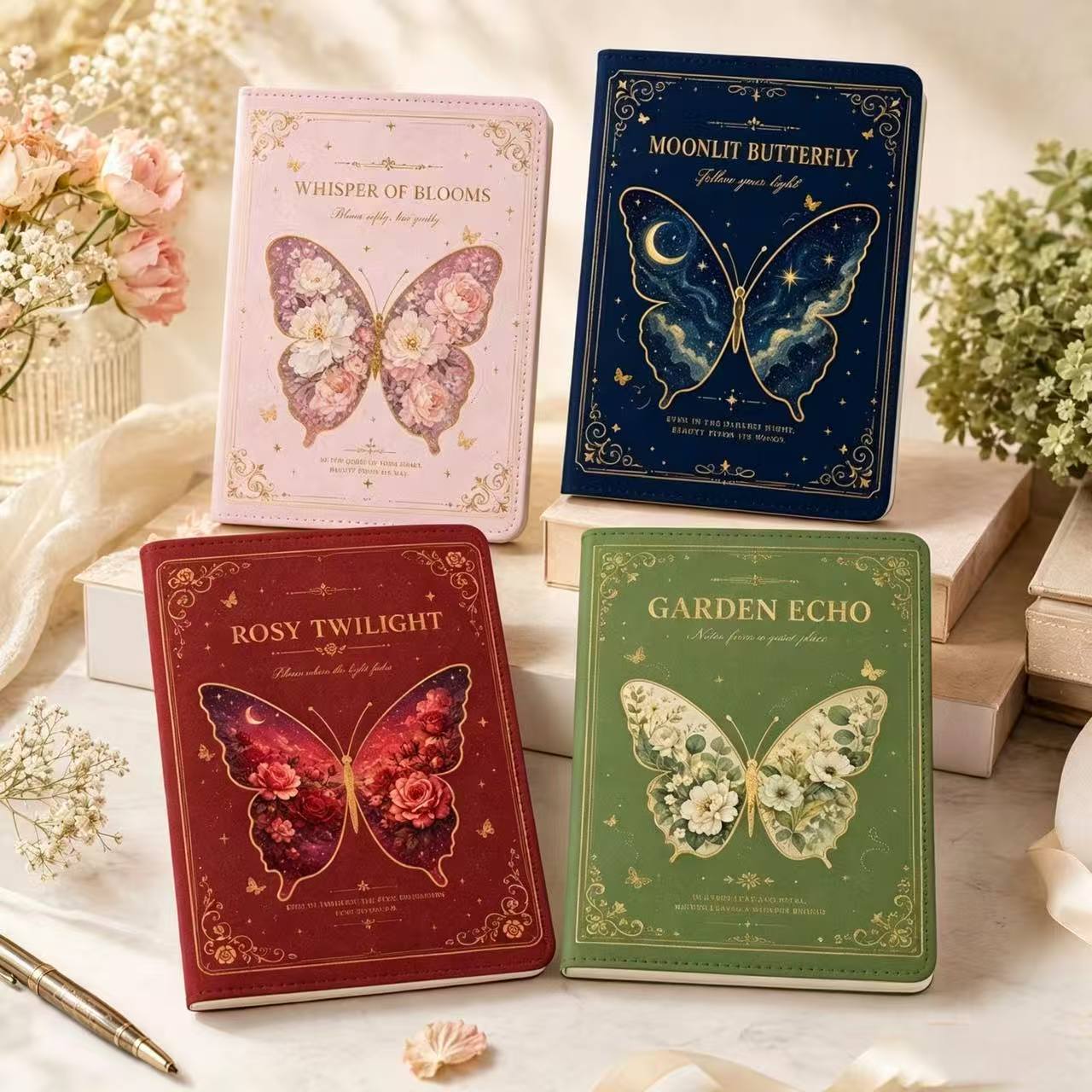 Vintage Leather Journal Notebook - Vintage Butterfly Leather Notebook, 4 Colors