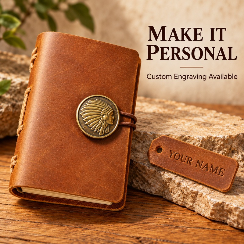 Mini Handmade Leather Traveler - Vintage Leather Journal Notebook 评论和价格